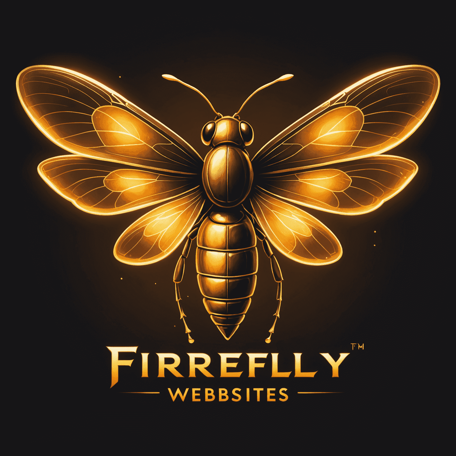 Firefly Websites Logo - A stylized firefly with glowing wings next to the text 'FireflyWebsites'