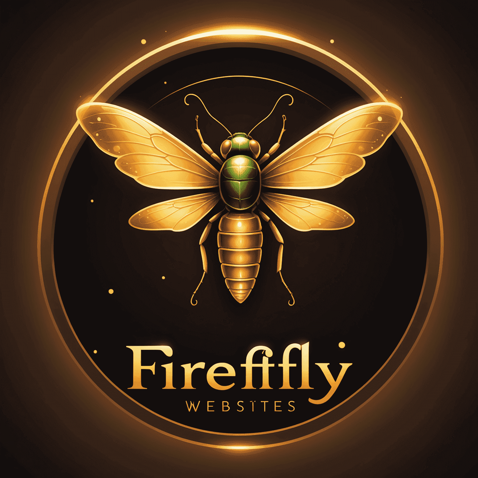 Firefly Websites Logo - A stylized firefly with glowing wings next to the text 'FireflyWebsites'