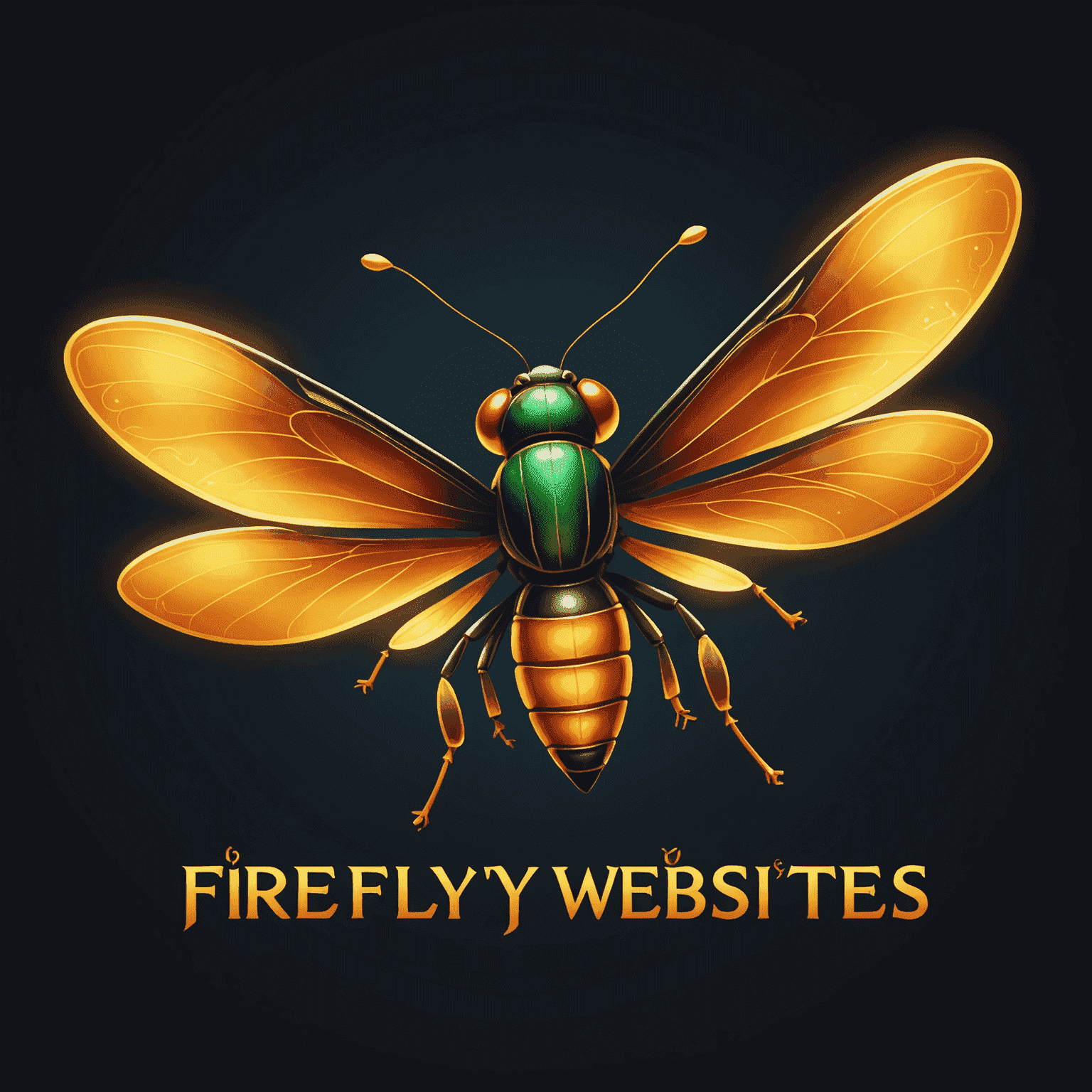 Firefly Websites Logo - A stylized firefly with glowing wings next to the text 'FireflyWebsites'