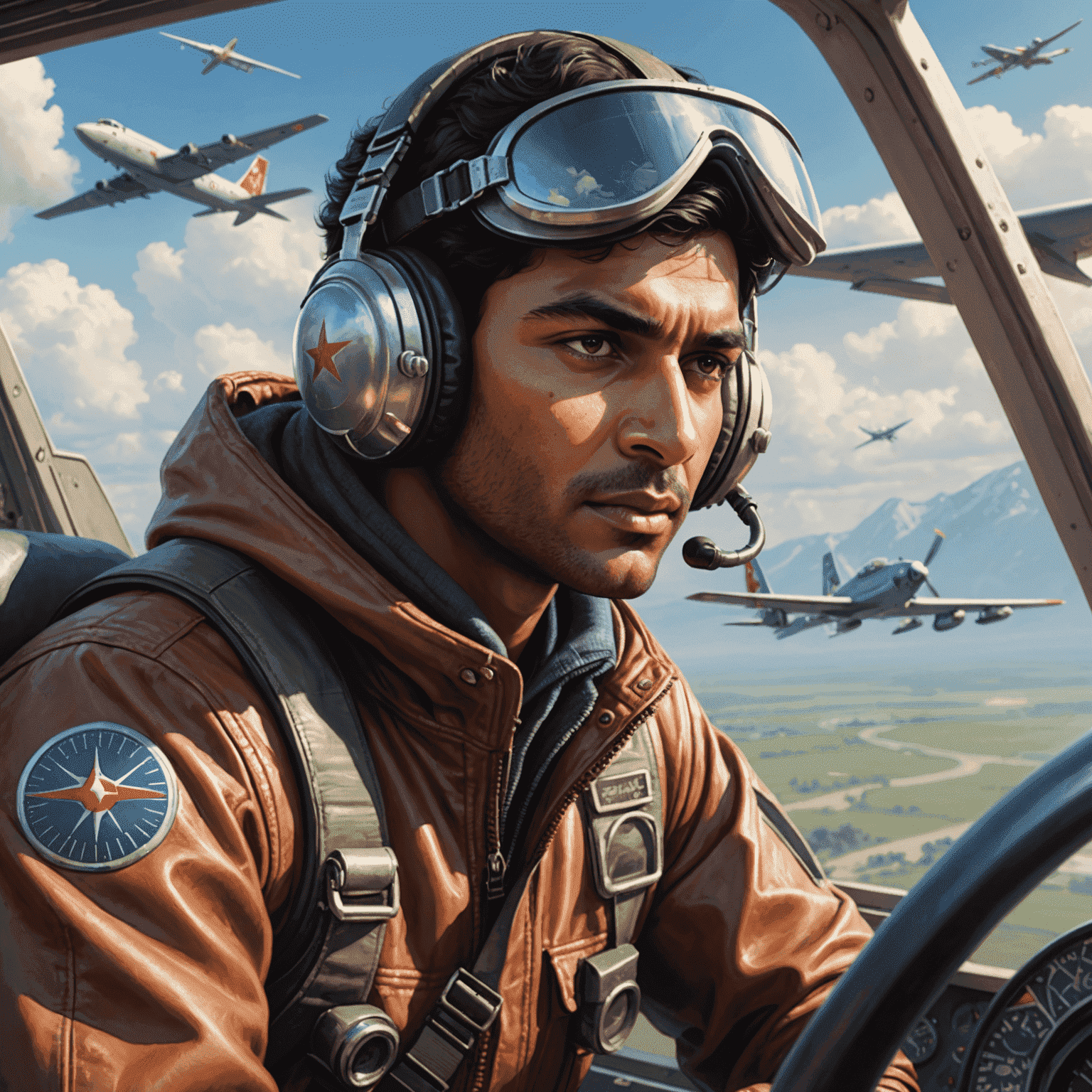 A skilled Indian Aviator player concentrating on their game, eyes fixed on the screen showing a soaring plane