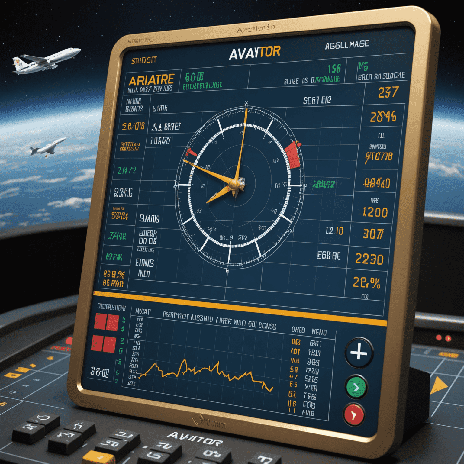 A digital representation of the Aviator game interface, showing a plane ascending on a graph with multipliers and betting options visible. The image captures the excitement and risk of the game.