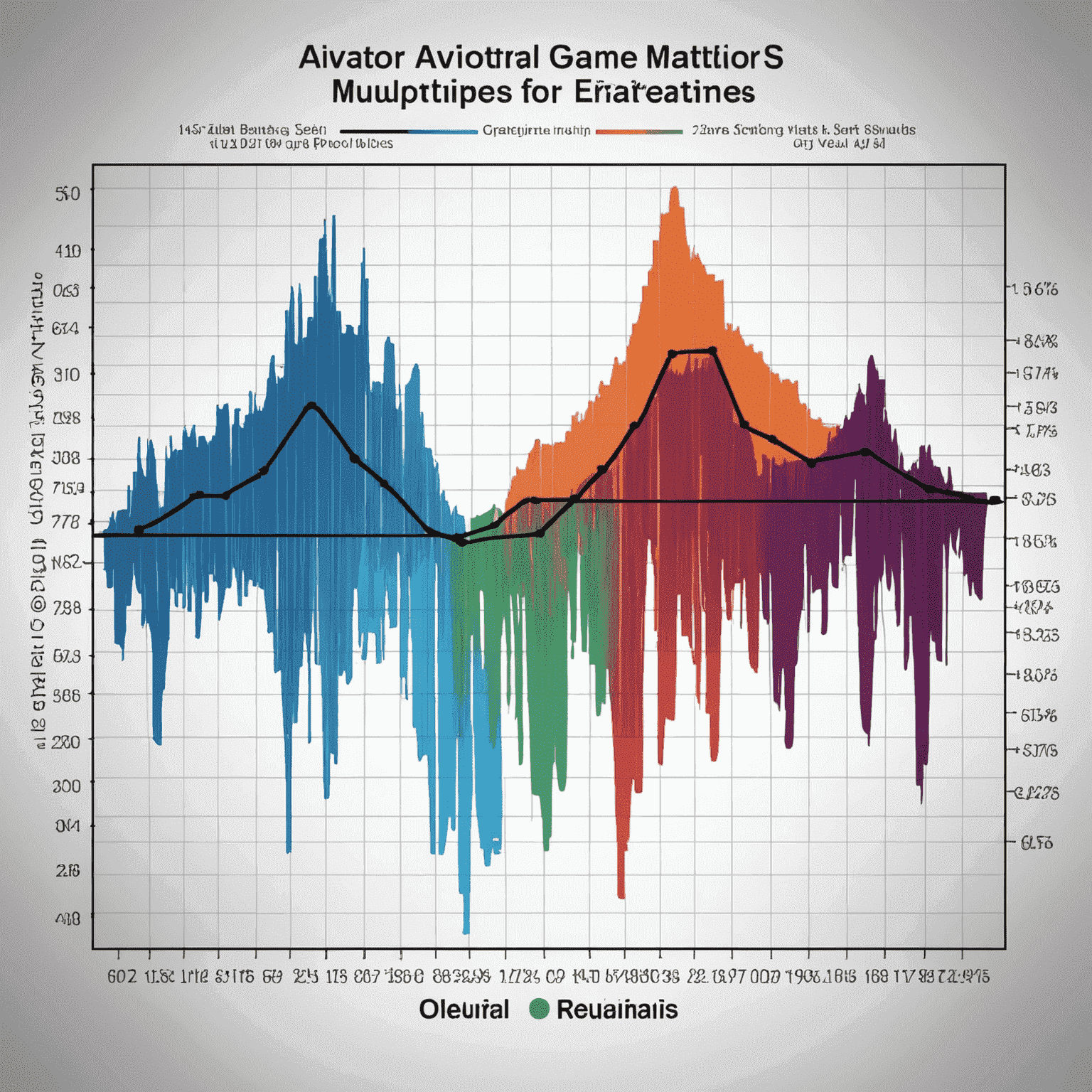 Graph showing Aviator game multipliers over time with highlighted hot and cold streaks