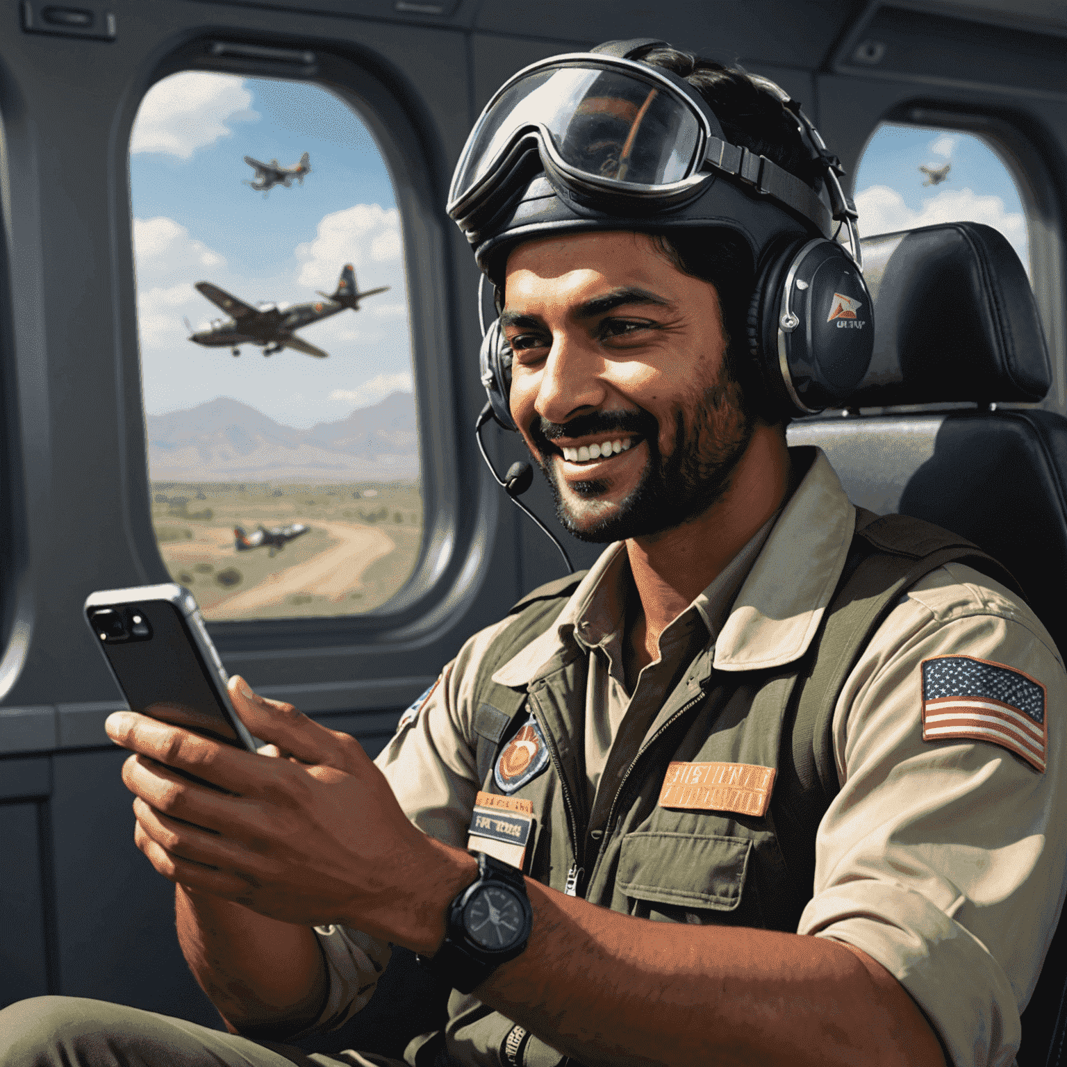 Indian player enjoying Aviator game on mobile device, showing excitement and engagement