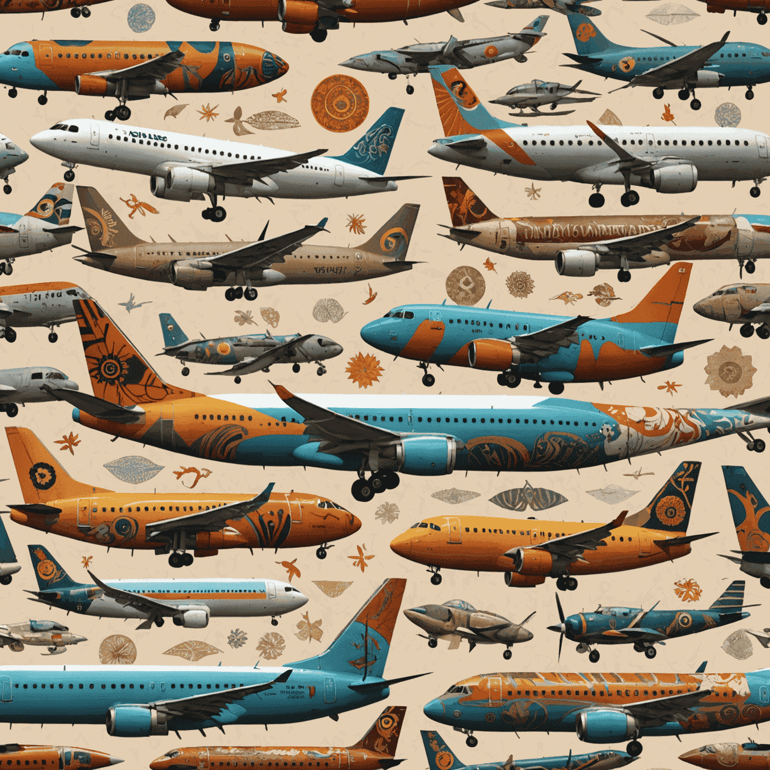 Collage of new aircraft skins featuring Indian art and cultural motifs